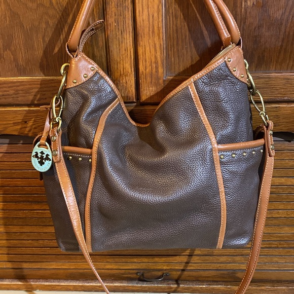 Prix De Dressage Brown leather with tan trim shoulder bag - Picture 4 of 12